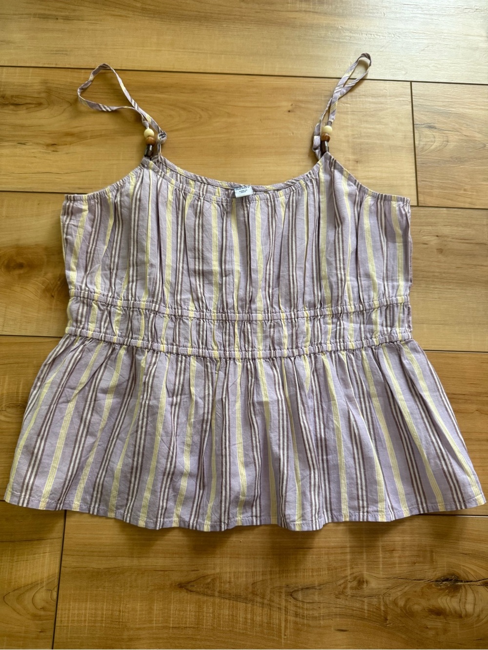 Old Navy Lavender and Yellow Striped Peplum Cami